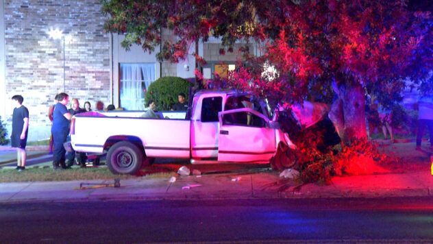 Driver of pickup truck extracted by firefighters after crashing into tree, police say