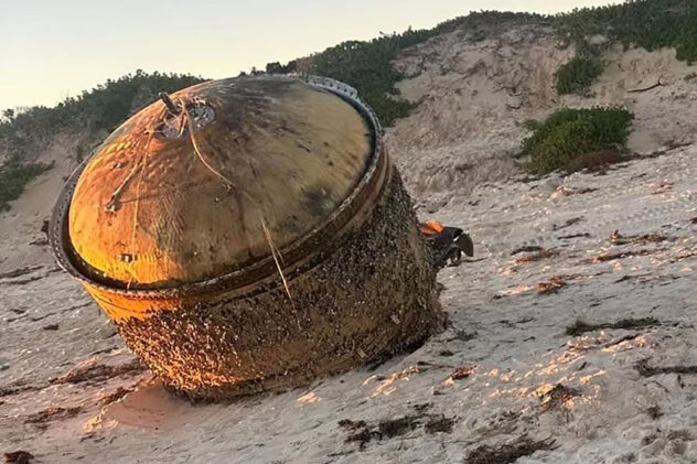Experts warn public after ‘hazardous’ possible spacecraft washes up on beach