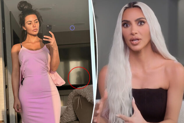 Kim Kardashian is ‘freaking out’ after spotting eerie figure in photo while home alone
