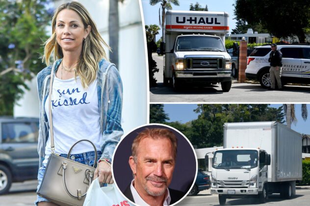 Moving trucks seen outside of Kevin Costner’s California estate amid divorce drama