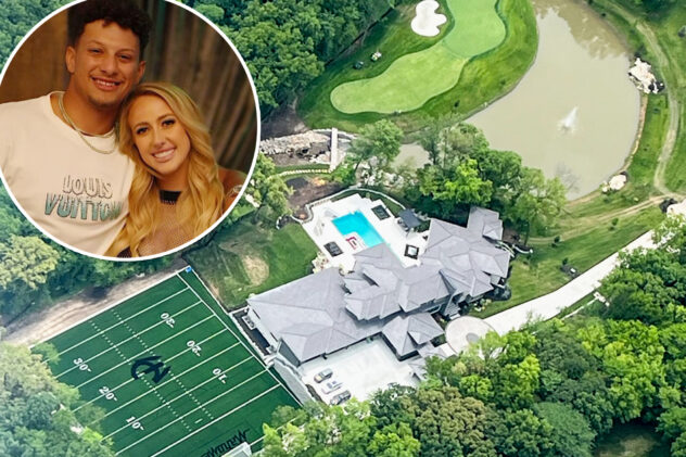 Patrick Mahomes’ massive Missouri mansion includes golf hole, personalized football field