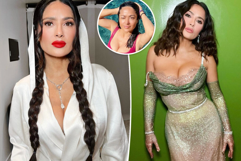 Salma Hayek goes full ‘Mexican Barbie’ in plunging hot pink swimsuit
