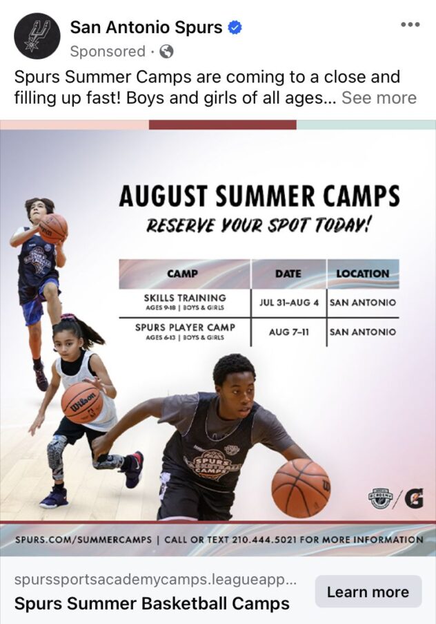 Spurs Basketball Camps are coming