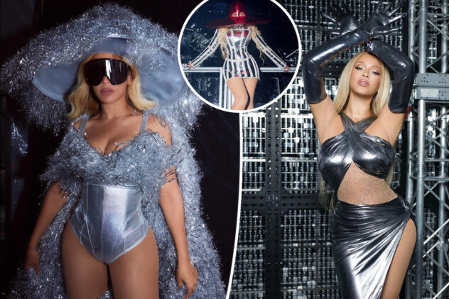Beyoncé shows off her own silver outfits after dictating dress code that had fans scrambling