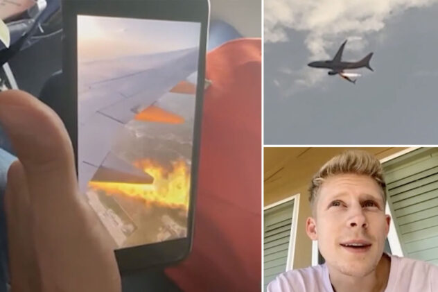 Dramatic video shows flames shoot from plane engine: ‘Damn, it’s gonna go down!’