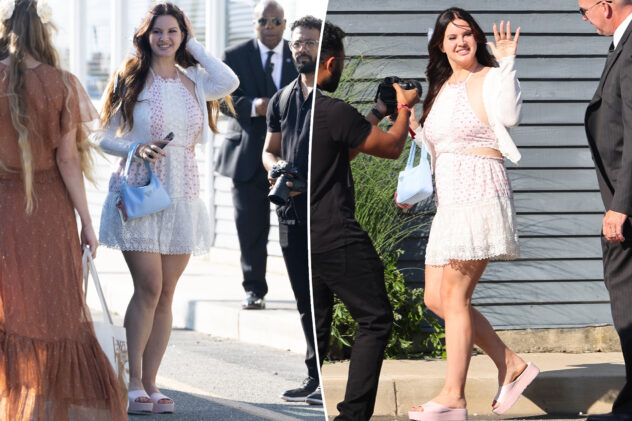 Lana Del Rey slammed for wearing white dress, platform sliders to Jack Antonoff, Margaret Qualley wedding