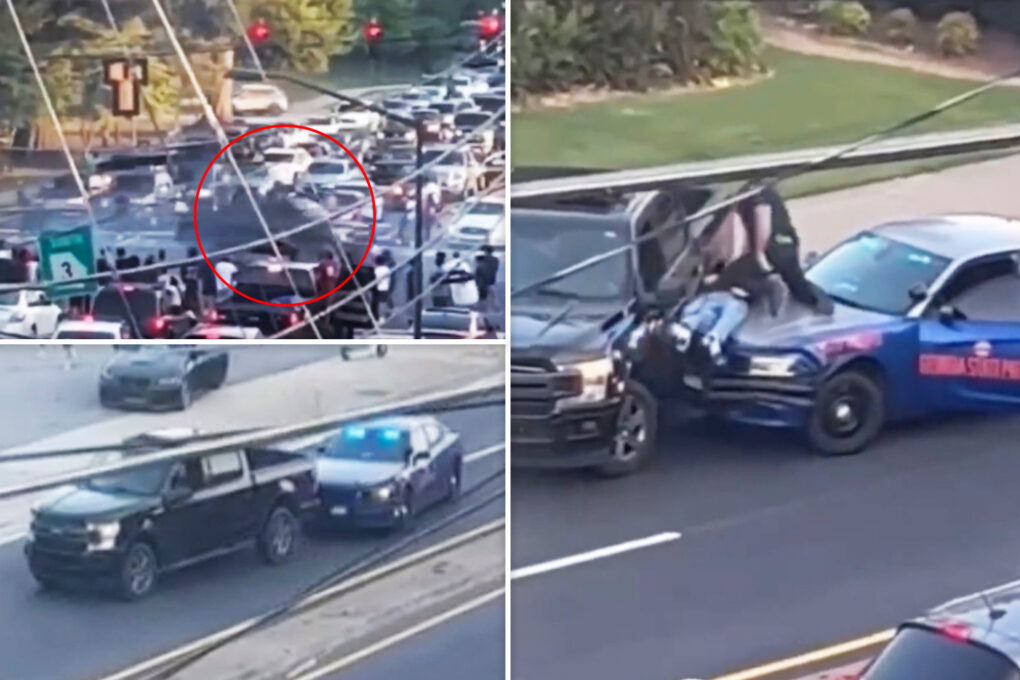 Moment trucker hits people while fleeing cops in busy Atlanta intersection