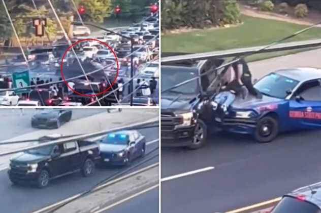 Moment trucker hits people while fleeing cops in busy Atlanta intersection
