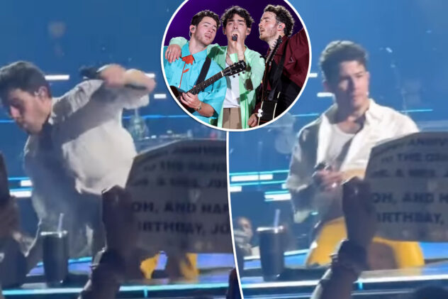 Nick Jonas falls through a hole on stage during ‘The Tour’ show: ‘Ouch’