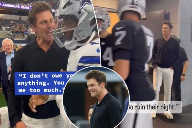 Tom Brady dishes out quarterback advice, Micah Parsons jab at Raiders preseason game