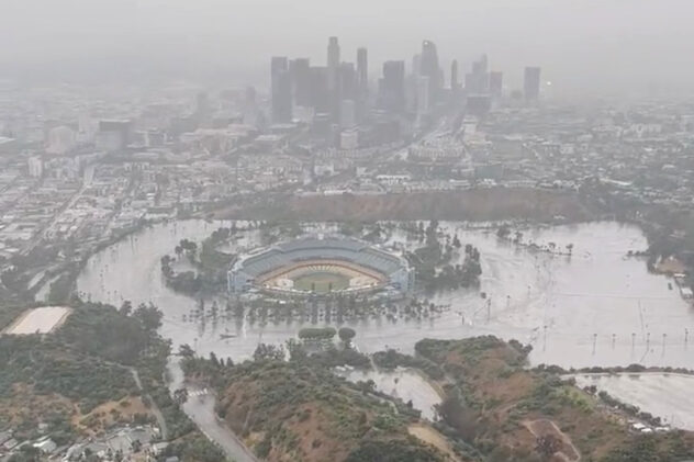 Wild footage show Dodger Stadium completely flooded as Tropical Storm Hilary wreaks havoc