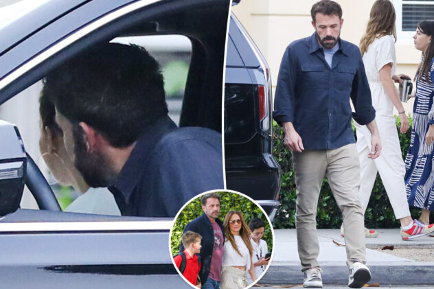 Ben Affleck and Jennifer Lopez drop son Samuel off at school together