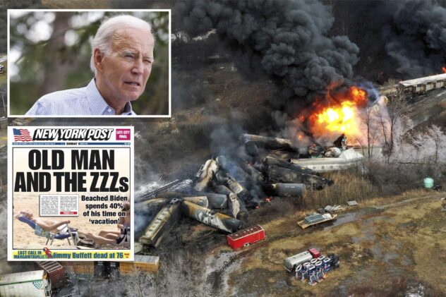 Biden insists he’s too busy to visit site of Ohio train derailment disaster despite record vacations