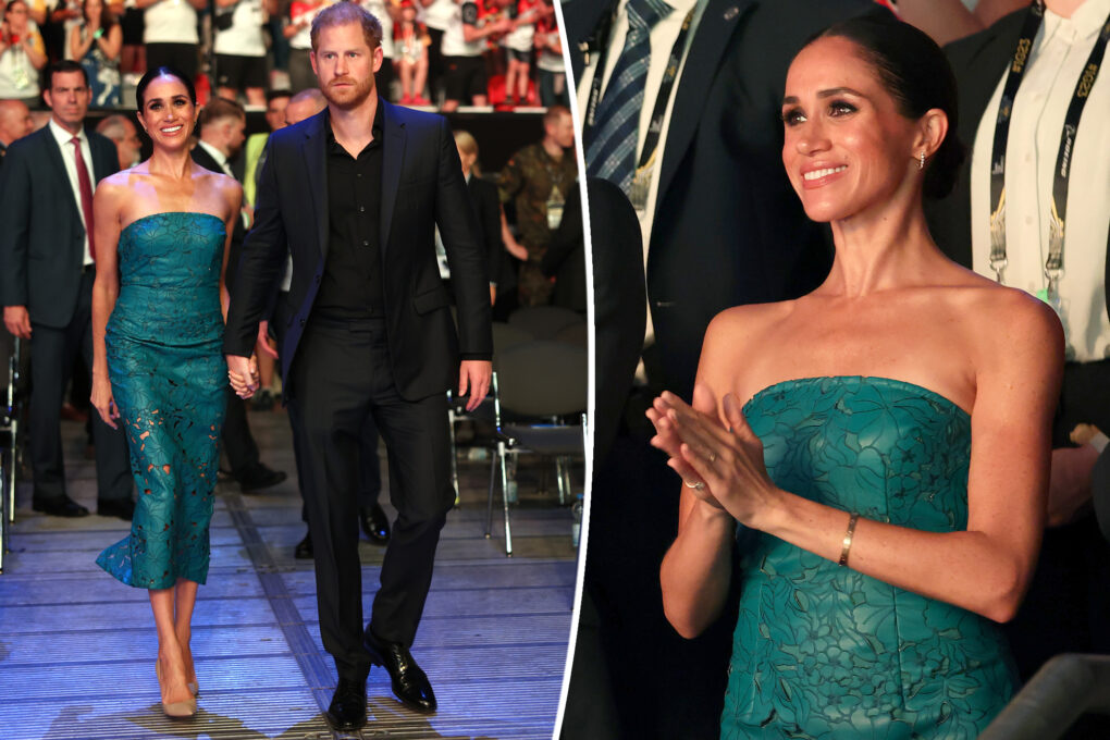 Meghan Markle trades neutrals for bold teal dress at Invictus Games closing ceremony