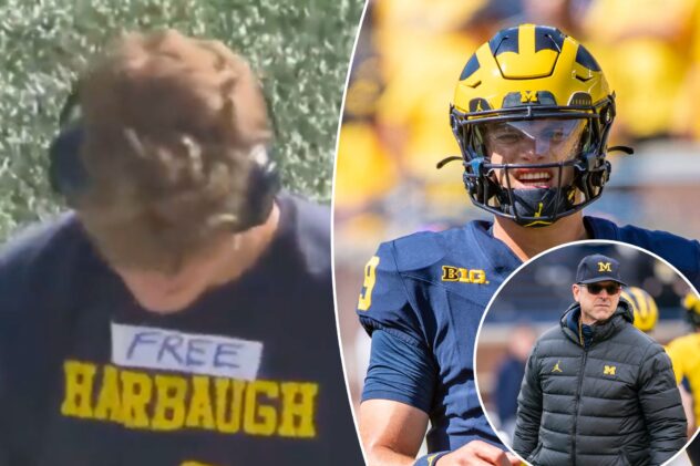 Michigan QB J.J. McCarthy wears shirt in support of suspended coach: ‘Free Harbaugh’