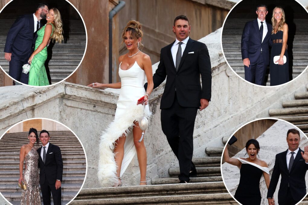 Ryder Cup couples arrive in style to Rome’s Spanish Steps
