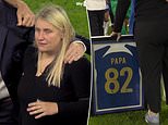 Chelsea boss Emma Hayes is reduced to tears after receiving 'Papa 82' shirt from Millie Bright and Co after her father, Sid, passed away last week