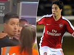 Former Premier League star Samir Nasri looks visibly shaken after being confronted by an Arsenal fan during the Gunners' Premier League clash with Man City