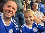 Proud father of young Leicester City fan who wound up Stoke supporters with cheeky 1-0 hand gesture says his son is boasting to friends 'I'm famous!' and is the 'talk of the town'