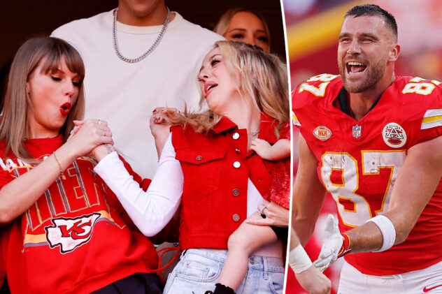 Taylor Swift and Brittany Mahomes debut BFF handshake at Travis Kelce’s Kansas City Chiefs game