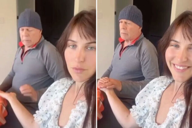 Frail-looking Bruce Willis, 68, clutches daughter’s hand amid dementia battle