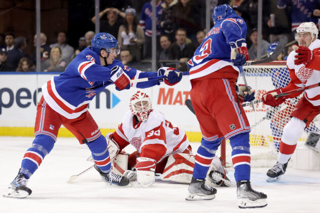 Jimmy Vesey’s game-winning goal propels Rangers past Red Wings