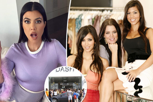 Kourtney Kardashian pokes fun at Kim for Dash T-shirt: ‘Did you save that?’