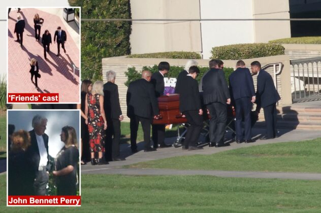 Matthew Perry’s coffin seen brought into church as he’s remembered by ‘Friends’ co-stars, family at service