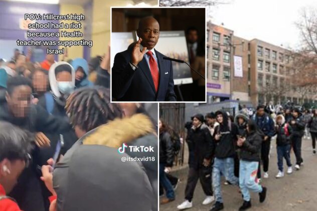 Mayor Eric Adams rips ‘vile show of antisemitism’ at NYC school where ‘radicalized’ riot forced pro-Israel teacher to hide