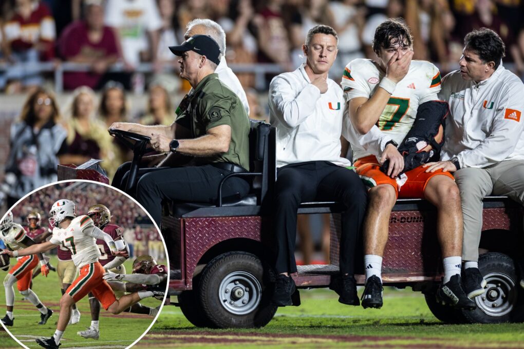Miami QB Emory Williams carted off field after ‘significant’ injury in scary moment