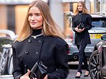Rosie Huntington-Whiteley stuns in an elegant black blazer and matching leggings as she goes make-up free for lunch date in Chelsea