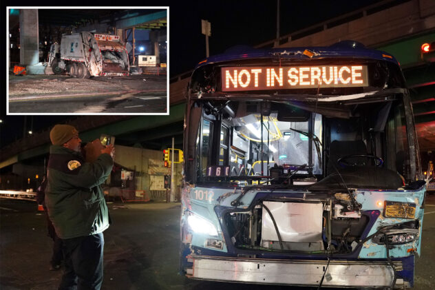12 injured when MTA bus crashes into NYC sanitation truck in the Bronx: cops