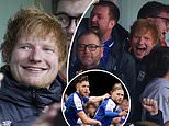 Ed Cheerin'! Pop star Sheeran wildly celebrates as Ipswich pull a goal back to draw level with arch-rivals Norwich, but the Tractor Boys can't secure all three points and scupper the singer's dream day