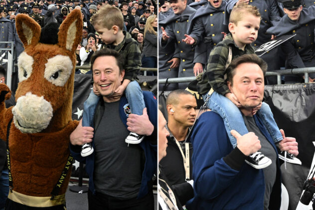 Elon Musk attends Army-Navy game with rarely seen son X Æ A-Xii amid custody battle with Grimes
