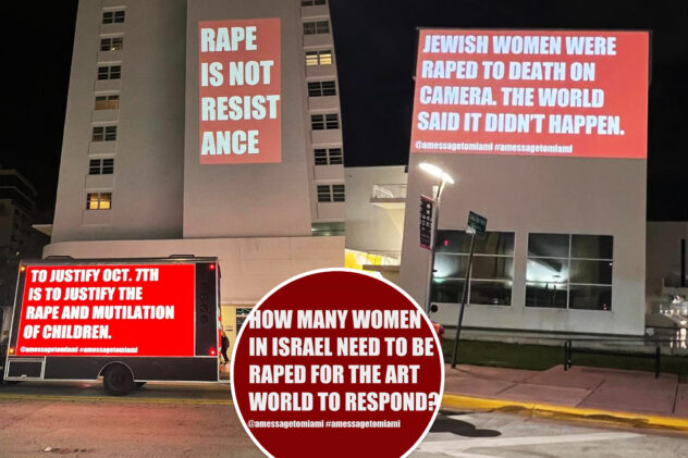 Jewish artists launch guerilla art project during Art Basel Miami Beach to bring attention to rape victims in Hamas’ Oct. 7 attack