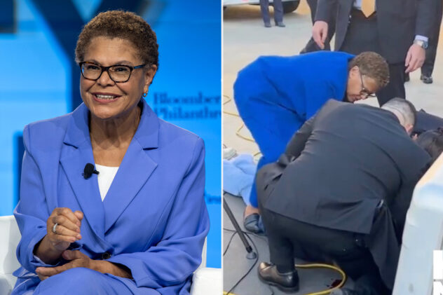 LA Mayor Karen Bass aids news photographer who collapsed at press conference