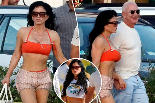 Lauren Sánchez ditches $4K crop top for orange bikini while out with Jeff Bezos in St. Barts