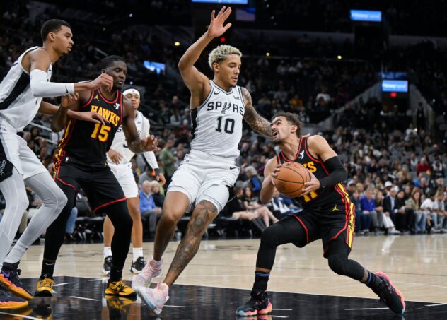 Spurs suffer narrow loss to Hawks; four players score 20+ while Hawks’ Young drops 45
