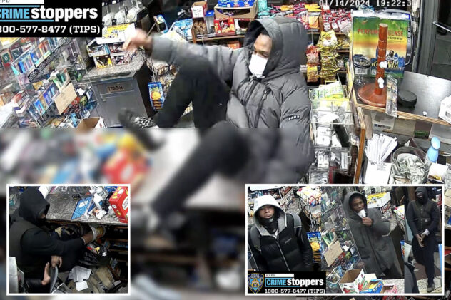 Brazen trio hops counter of NYC bodega, rips off $5K in loot: cops