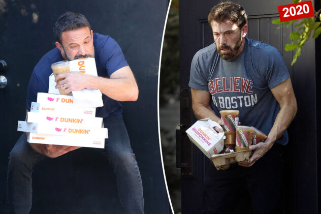 Dunkin’ lover Ben Affleck still can’t juggle his coffee and donuts as he recreates 2020 viral blunder