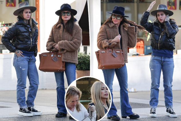 Kyle Richards and Morgan Wade twin in cowboy hats on lunch date with Kathy Hilton