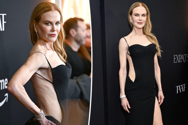Nicole Kidman shows some skin in stunning backless gown with thigh-high split