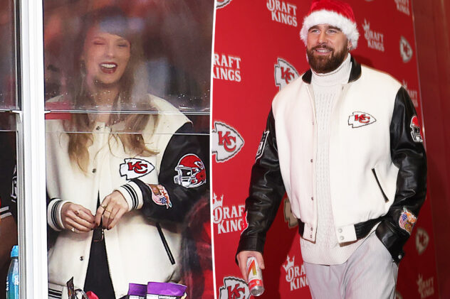 Travis Kelce gushes over girlfriend Taylor Swift after she wears custom Chiefs jacket to New Year’s Eve game