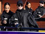 Jess Glynne cuts a low key figure in a black baseball cap and sunglasses as she supports BBC pundit girlfriend Alex Scott at the Women's FA cup