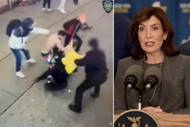 Migrant mob who attacked NYPD cops should’ve been held, Hochul says: ‘You don’t let them out’