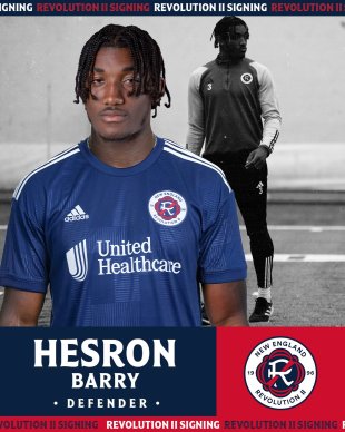 New England Revolution II sign defender Herson Barry