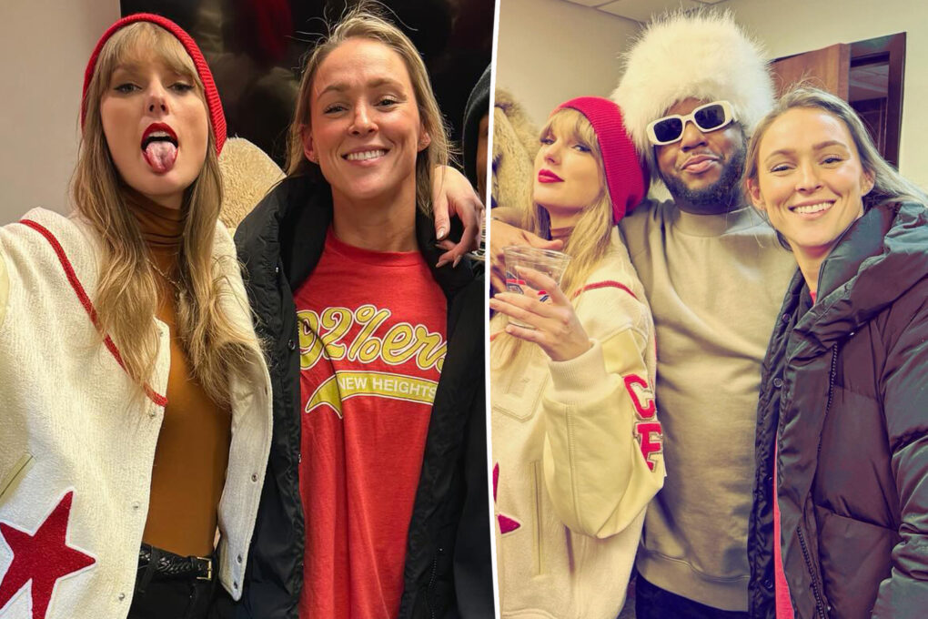 Taylor Swift and Kylie Kelce pose together in never-before-seen photo from Chiefs vs. Bills game