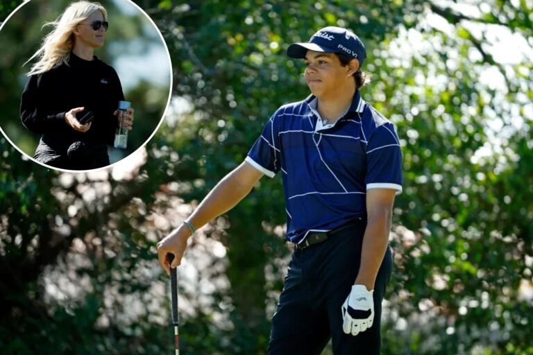 There were some weird fans following Charlie Woods during his first PGA qualifying event