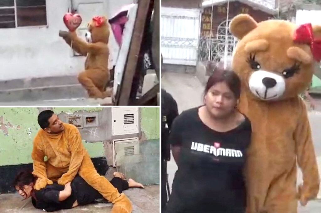 Undercover cop in giant teddy bear costume with box of chocolates busts female drug dealer suspect in wild sting