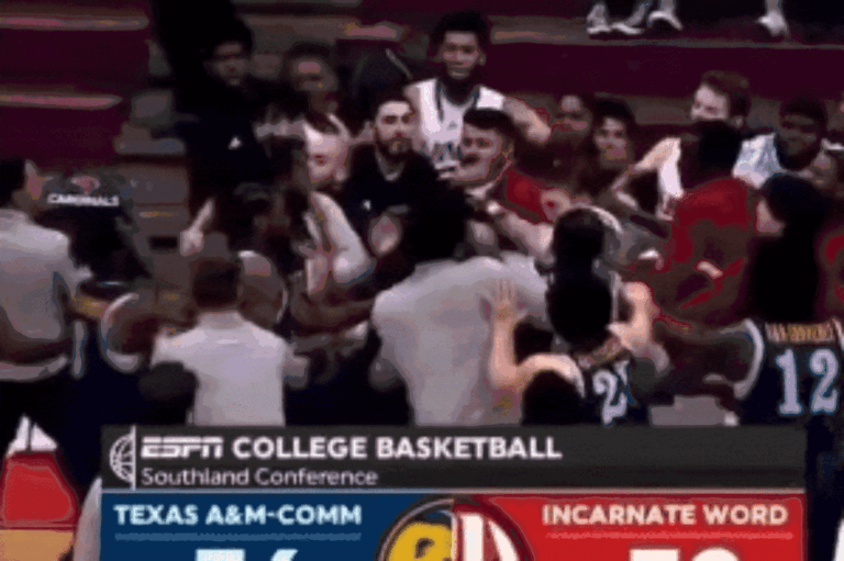 Wild brawl breaks out in Texas A&M Comm-Incarnate Word handshake lines
